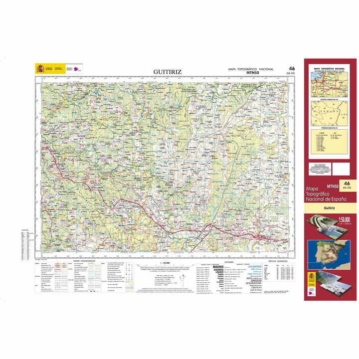 Carte topographique de l'Espagne - Guitiriz, n° 0046 | CNIG - 1/50 000 carte pliée CNIG 