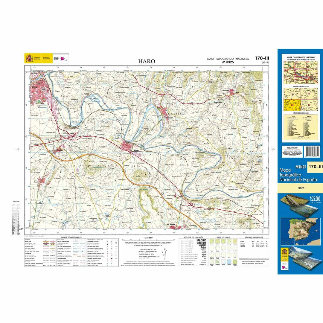 Carte topographique de l'Espagne - Haro, n° 0170.3 | CNIG - 1/25 000 carte pliée CNIG 