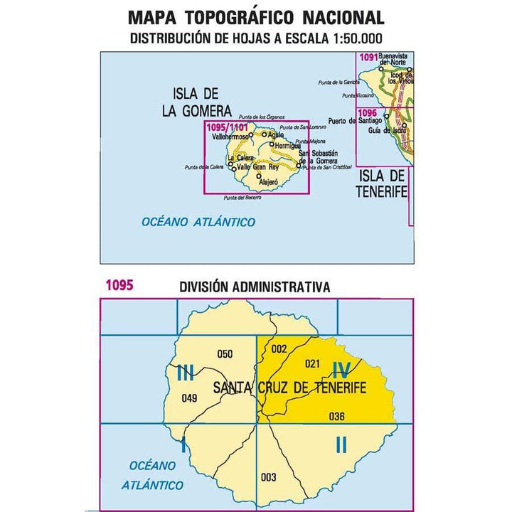 Carte topographique de l'Espagne - Hermigua (La Gomera), n° 1095.4 | CNIG - 1/25 000 carte pliée CNIG 