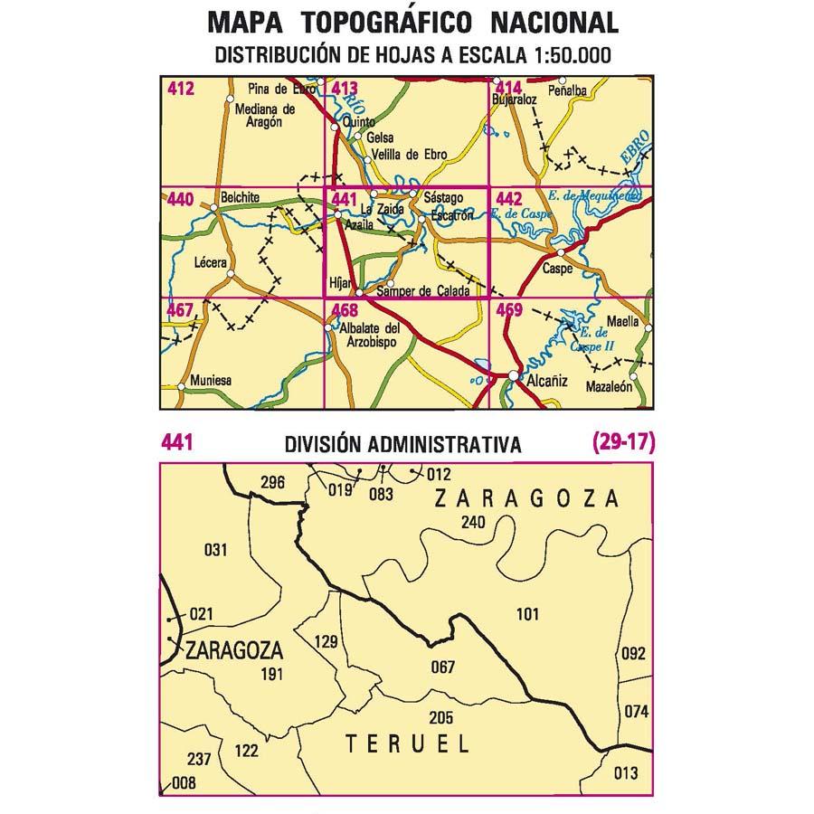 Carte topographique de l'Espagne - Híjar, n° 0441 | CNIG - 1/50 000 carte pliée CNIG 