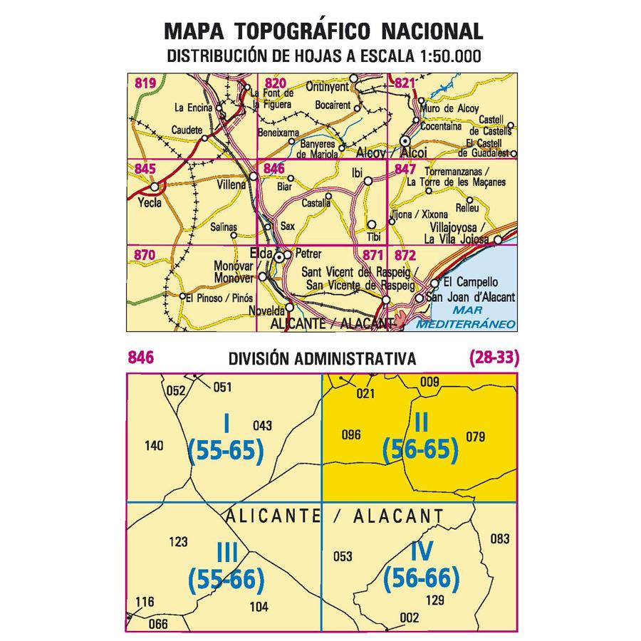 Carte topographique de l'Espagne - Ibi, n° 0846.2 | CNIG - 1/25 000 carte pliée CNIG 