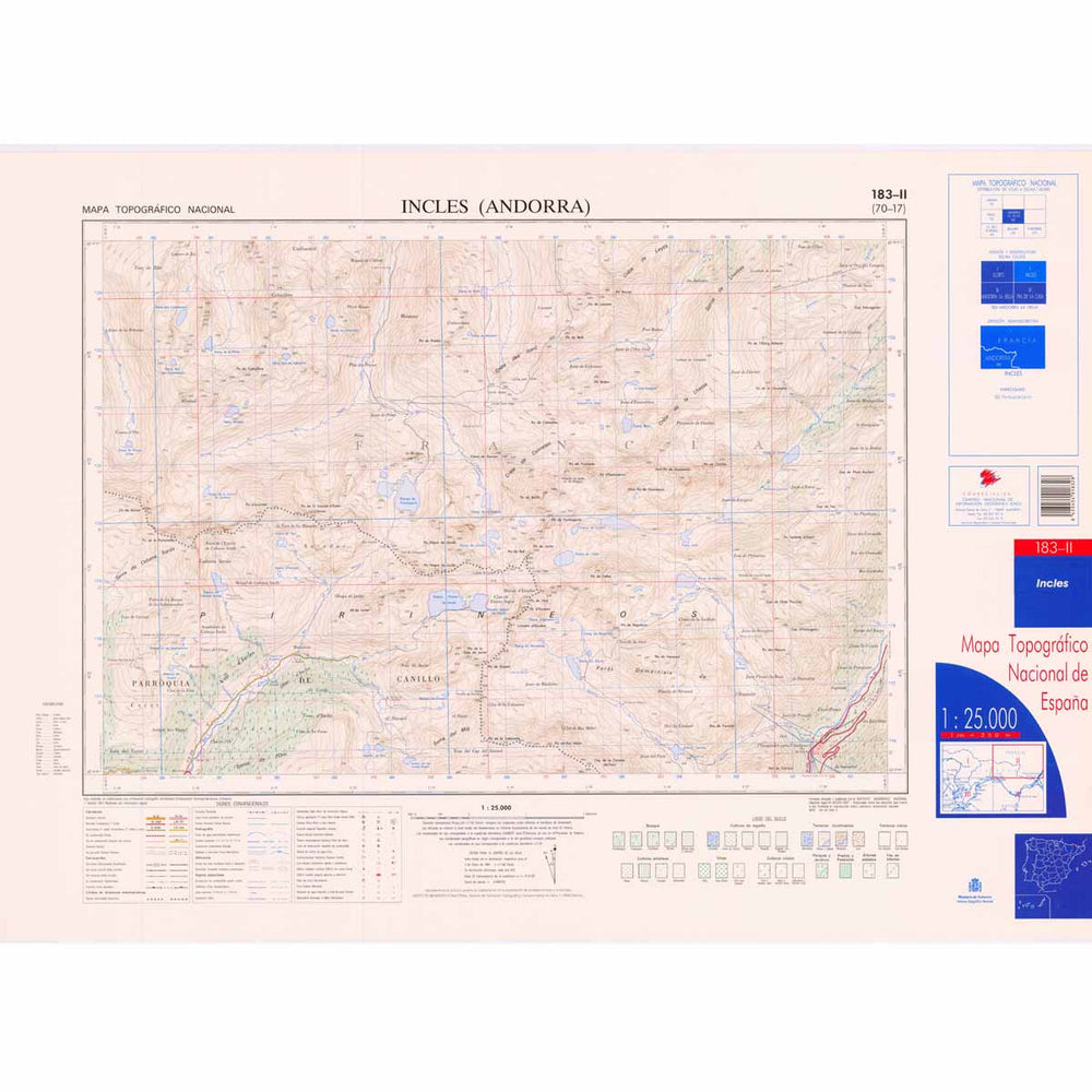 Carte topographique de l'Espagne - Incles, n° 0183.2 | CNIG - 1/25 000 carte pliée CNIG 