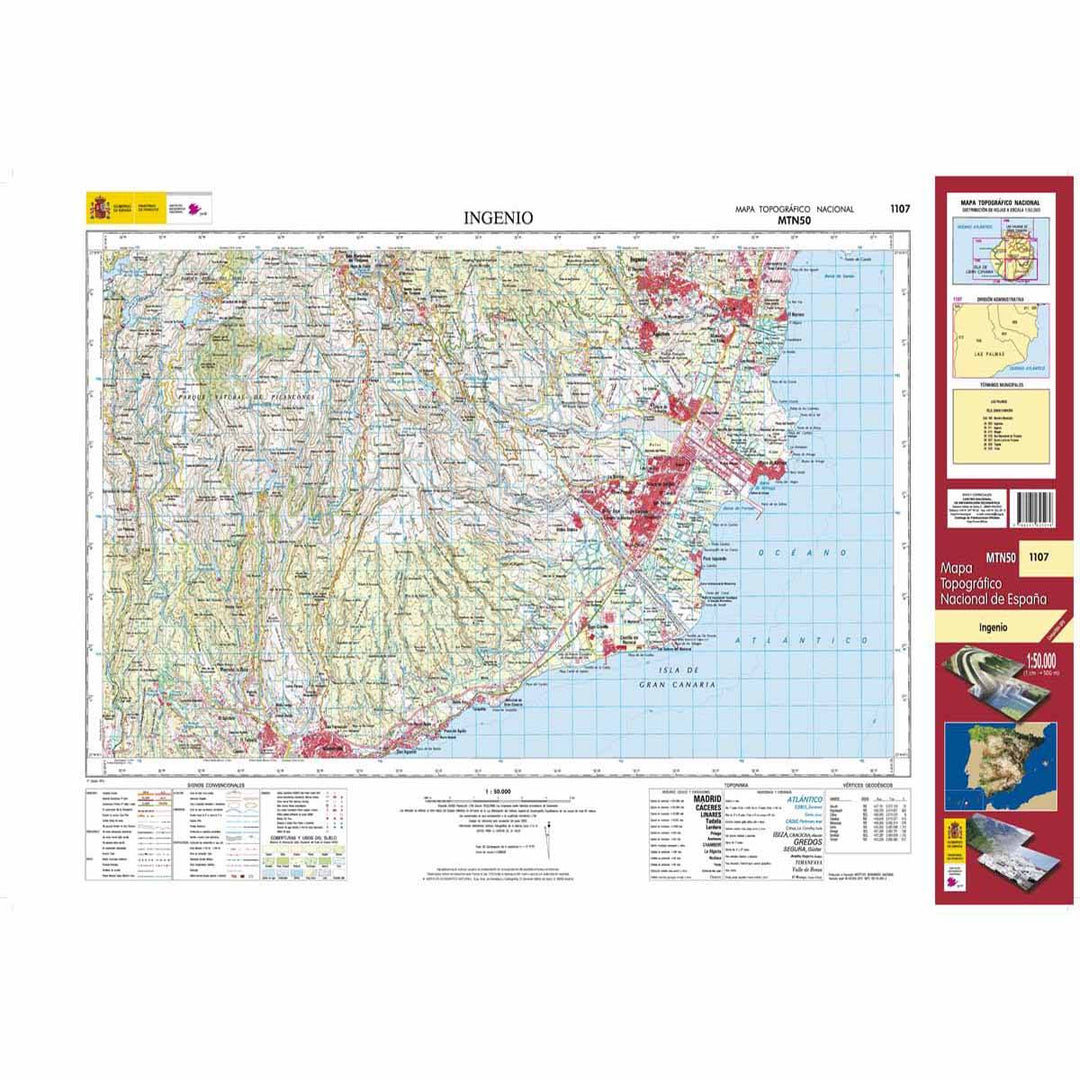 Carte topographique de l'Espagne - Ingenio (Gran Canaria), n° 1107 | CNIG - 1/50 000 carte pliée CNIG 