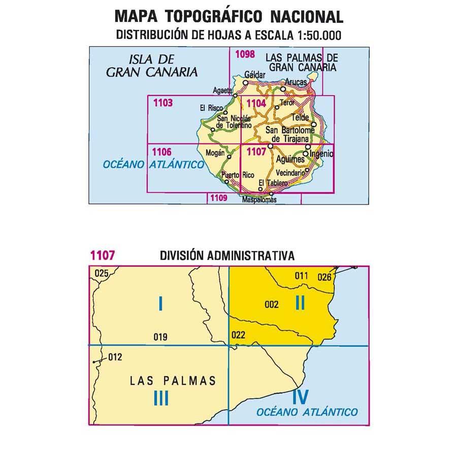 Carte topographique de l'Espagne - Ingenio (Gran Canaria), n° 1107.2 | CNIG - 1/25 000 carte pliée CNIG 