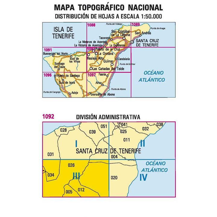 Carte topographique de l'Espagne - Izaña (Tenerife), n° 1092.3 | CNIG - 1/25 000 carte pliée CNIG 