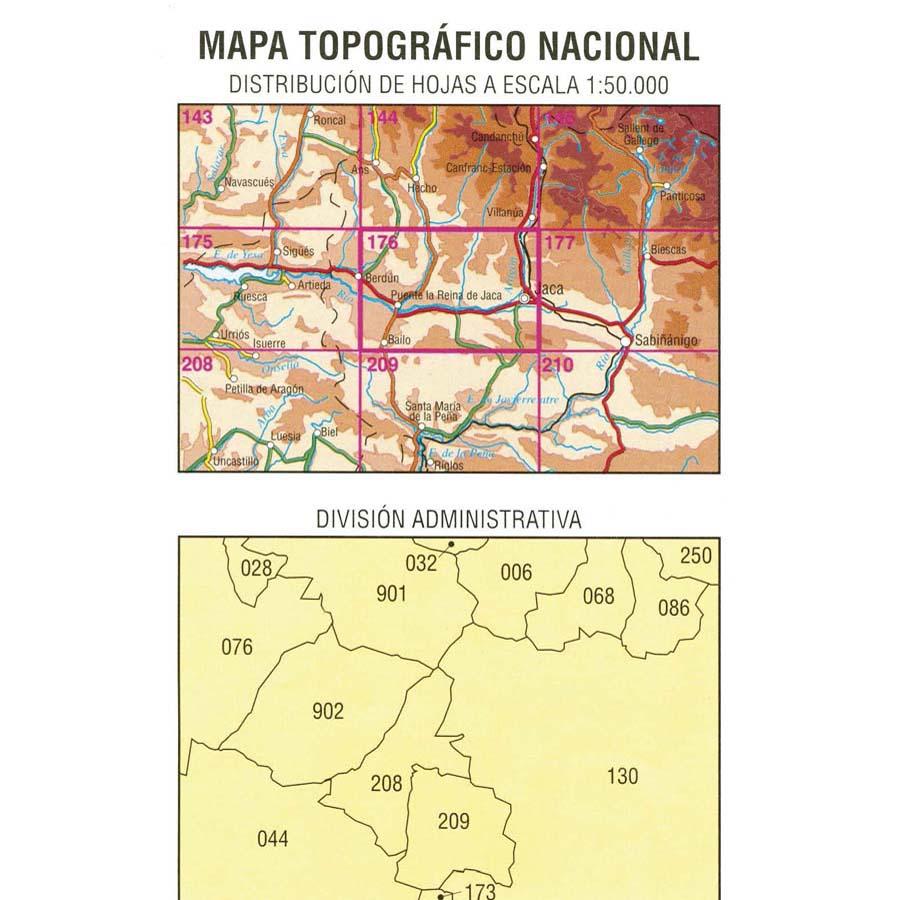 Carte topographique de l'Espagne - Jaca, n° 0176 | CNIG - 1/50 000 carte pliée CNIG 