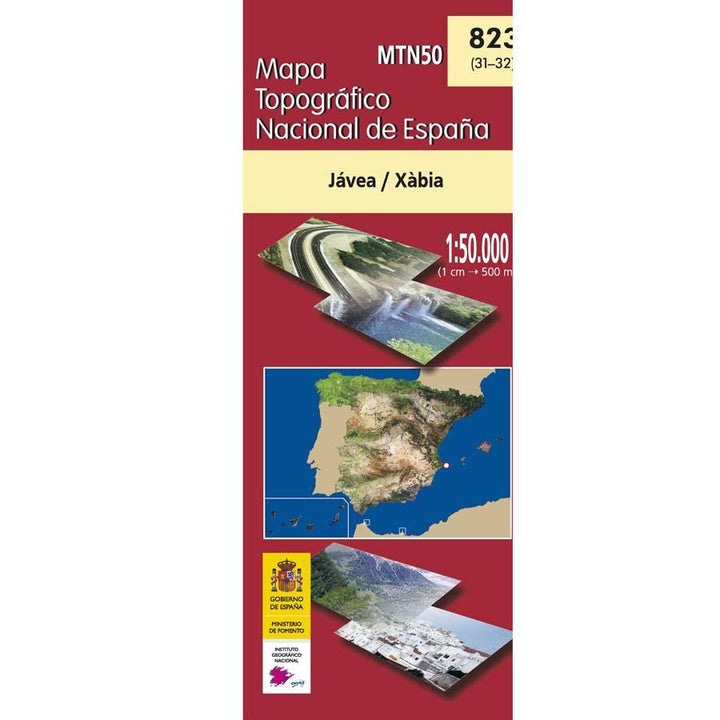 Carte topographique de l'Espagne - Jávea/Xàbia, n° 0823 | CNIG - 1/50 000 carte pliée CNIG 
