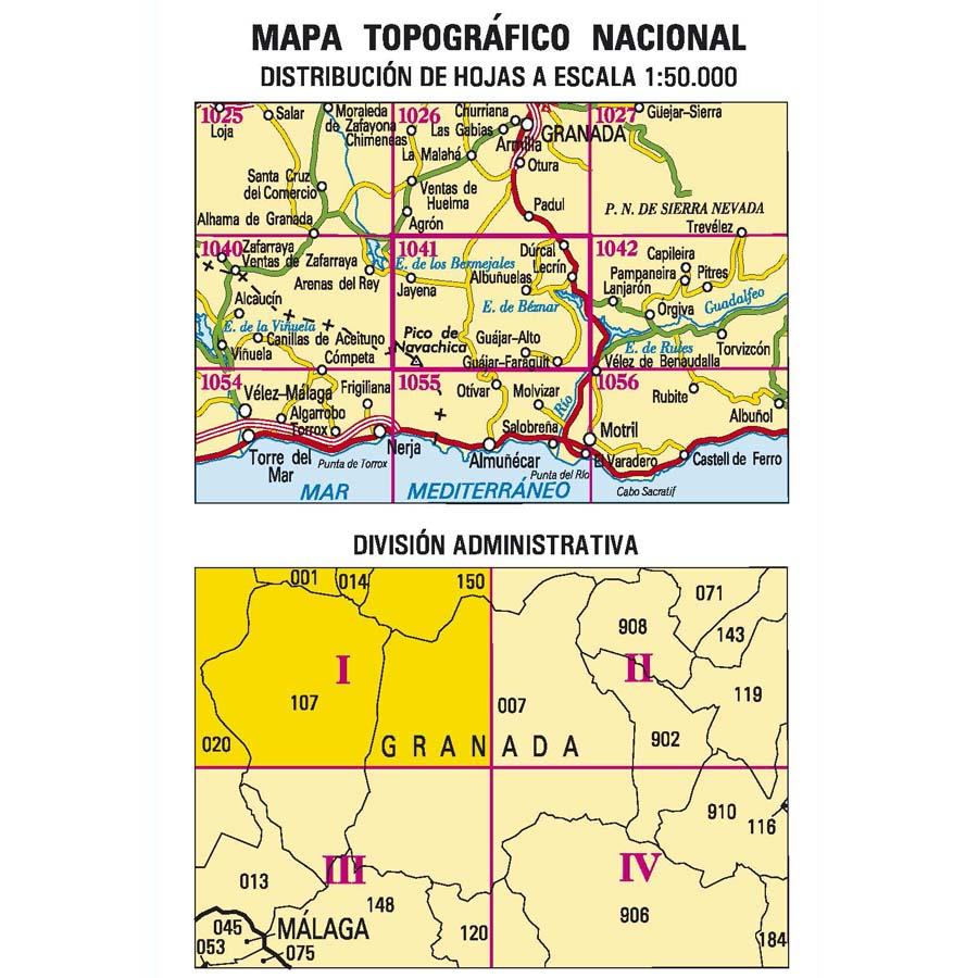 Carte topographique de l'Espagne - Jayena, n° 1041.1 | CNIG - 1/25 000 carte pliée CNIG 