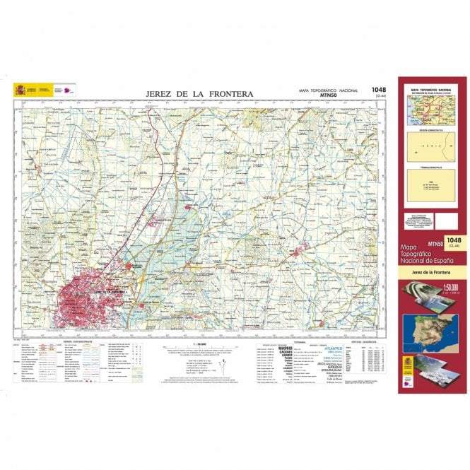 Carte topographique de l'Espagne - Jerez de la Frontera, n° 1048 | CNIG - 1/50 000 carte pliée CNIG 