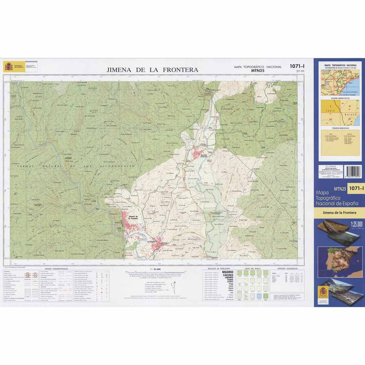 Carte topographique de l'Espagne - Jimena de la Frontera, n° 1071.1 | CNIG - 1/25 000 carte pliée CNIG 