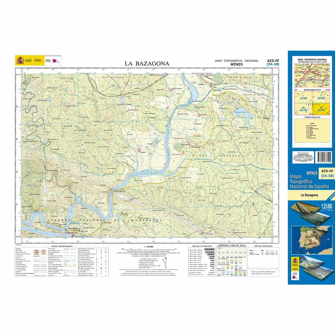 Carte topographique de l'Espagne - La Bazagona, n° 0623.4 | CNIG - 1/25 000 carte pliée CNIG 