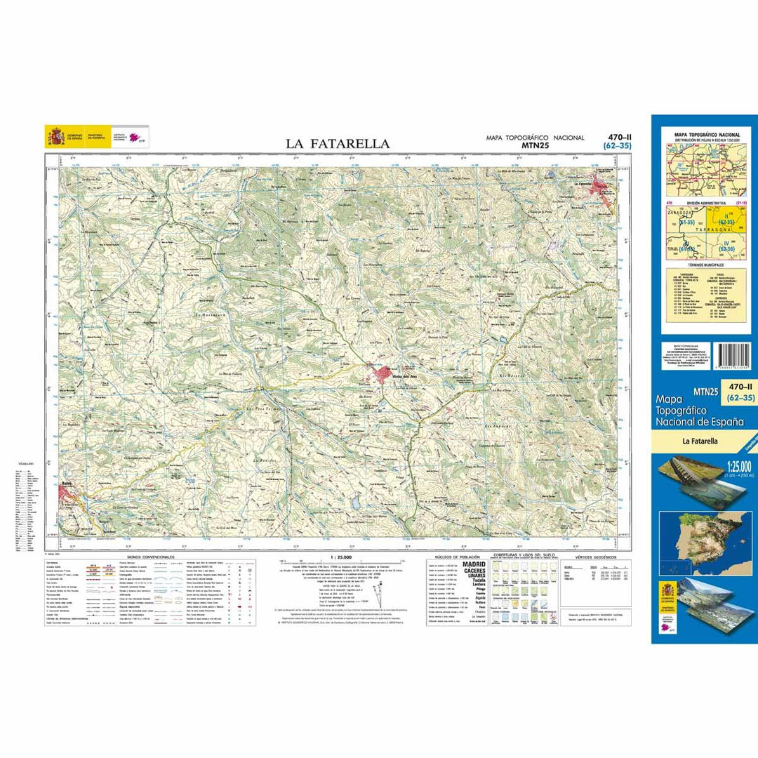 Carte topographique de l'Espagne - La Fatarella, n° 0470.2 | CNIG - 1/25 000 carte pliée CNIG 