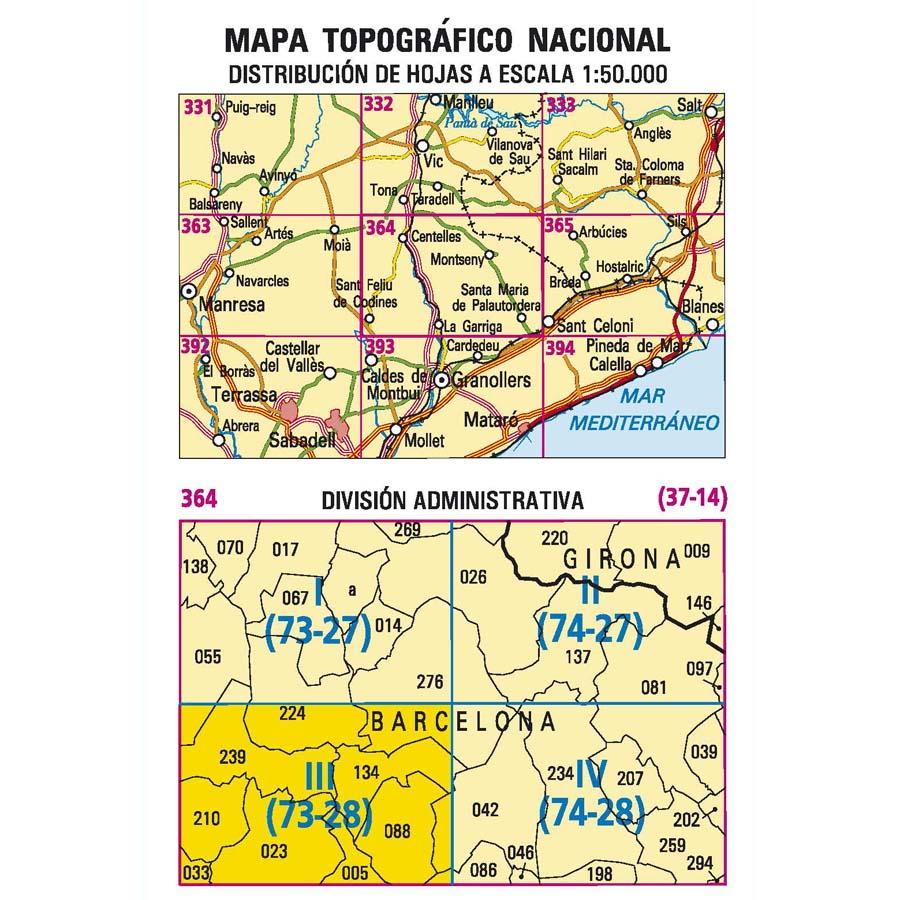 Carte topographique de l'Espagne - La Garriga, n° 0364.3 | CNIG - 1/25 000 carte pliée CNIG 