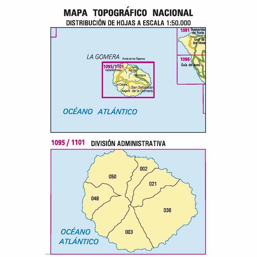 Carte topographique de l'Espagne - La Gomera (La Gomera), n° 1095/1101 | CNIG - 1/50 000 carte pliée CNIG 