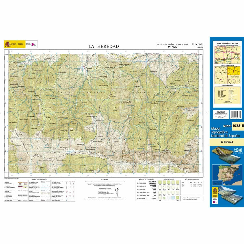 Carte topographique de l'Espagne - La Heredad, n° 1028.2 | CNIG - 1/25 000 carte pliée CNIG 