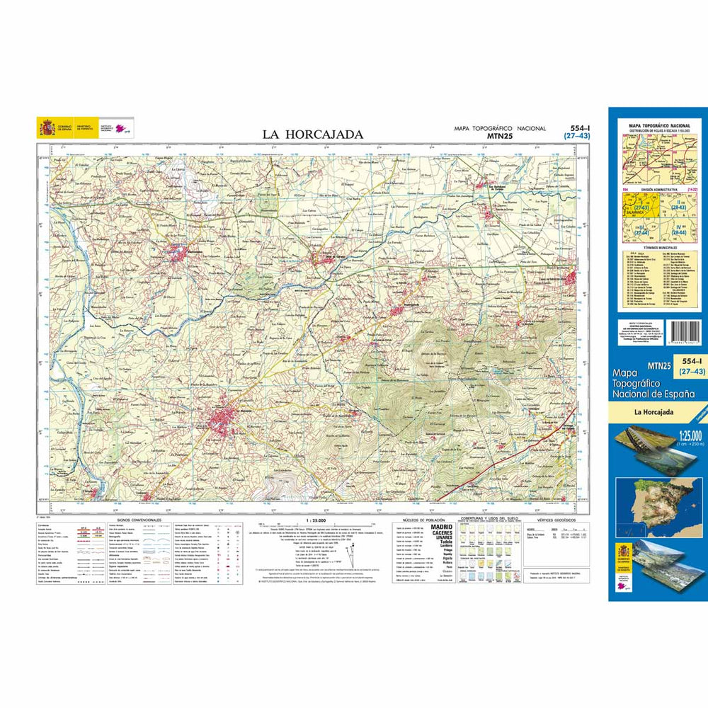 Carte topographique de l'Espagne - La Horcajada, n° 0554.1 | CNIG - 1/25 000 carte pliée CNIG 