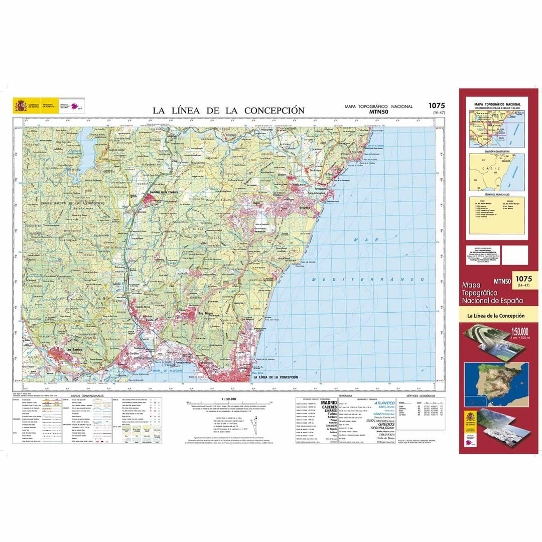 Carte topographique de l'Espagne - La línea de la Concepción, n° 1075 | CNIG - 1/50 000 carte pliée CNIG 
