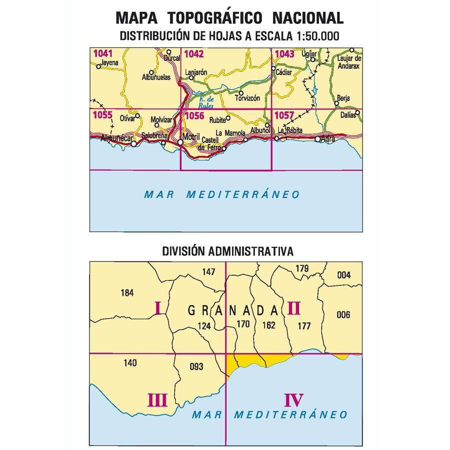 Carte topographique de l'Espagne - La Mamola, n° 1056.4 | CNIG - 1/25 000 carte pliée CNIG 
