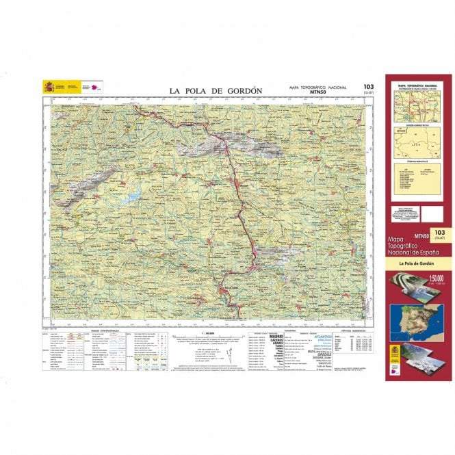 Carte topographique de l'Espagne - La Pola de Gordón, n° 0103 | CNIG - 1/50 000 carte pliée CNIG 