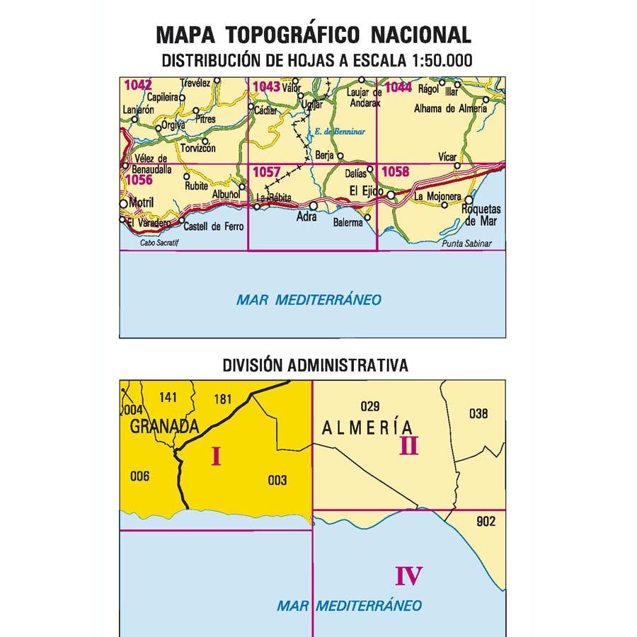 Carte topographique de l'Espagne - La Rábita, n° 1057.1 | CNIG - 1/25 000 carte pliée CNIG 