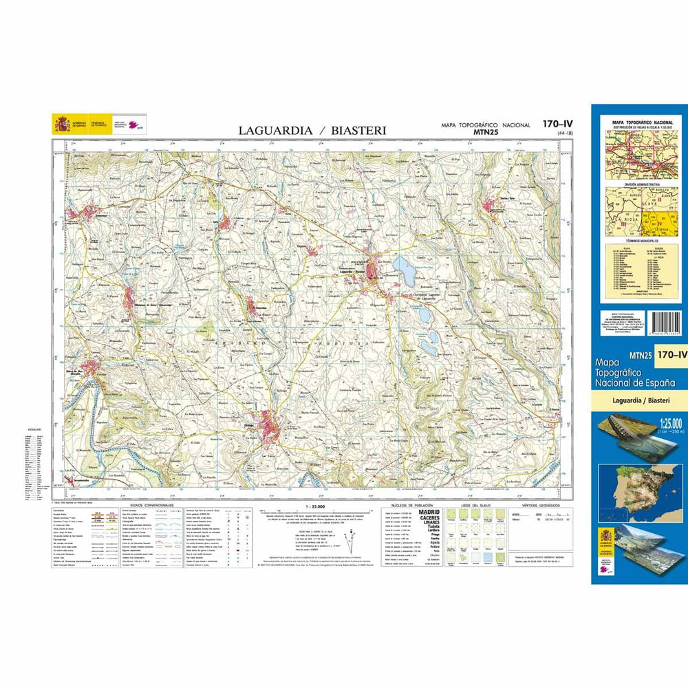 Carte topographique de l'Espagne - Laguardia, Biasteri, n° 0170.4 | CNIG - 1/25 000 carte pliée CNIG 