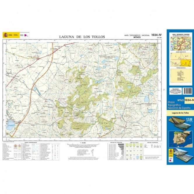 Carte topographique de l'Espagne - Laguna de los Tollos, n° 1034.4 | CNIG - 1/25 000 carte pliée CNIG 