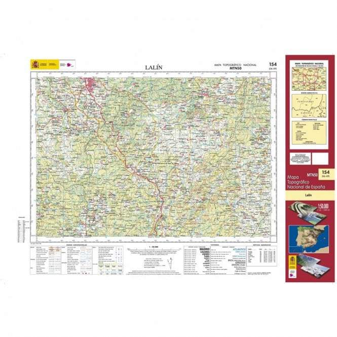 Carte topographique de l'Espagne - Lalín, n° 154, n° 0154 | CNIG - 1/50 000 carte pliée CNIG 