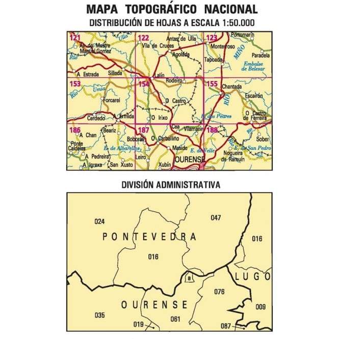 Carte topographique de l'Espagne - Lalín, n° 154, n° 0154 | CNIG - 1/50 000 carte pliée CNIG 