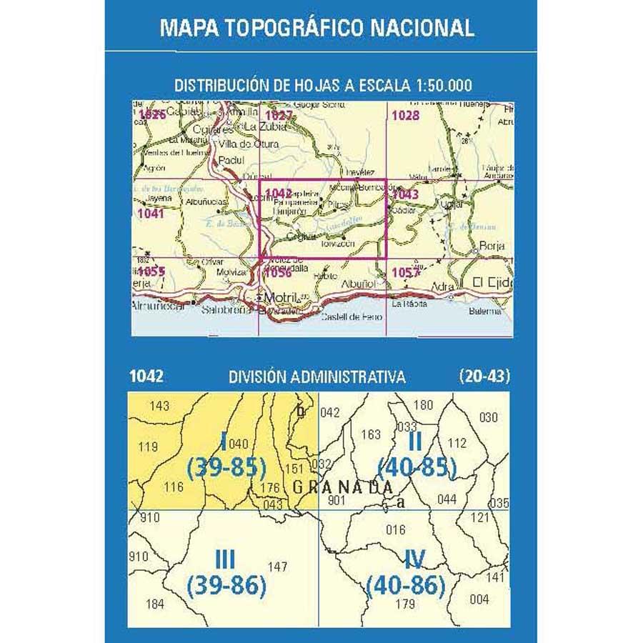 Carte topographique de l'Espagne - Lanjarón, n° 1042.1 | CNIG - 1/25 000 carte pliée CNIG 