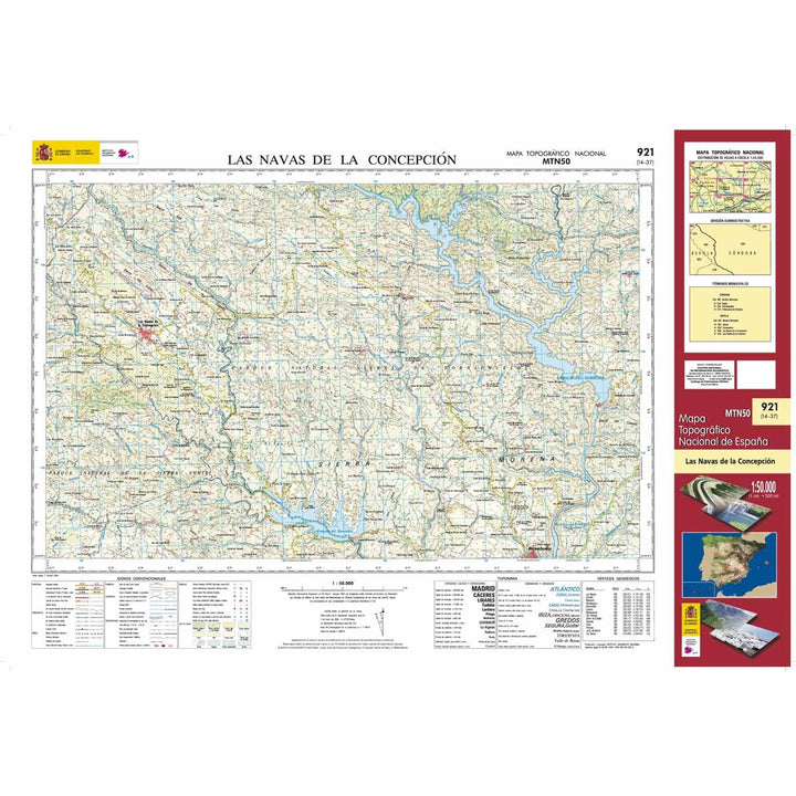 Carte topographique de l'Espagne - Las Navas de la Concepción, n° 0921 | CNIG - 1/50 000 carte pliée CNIG 