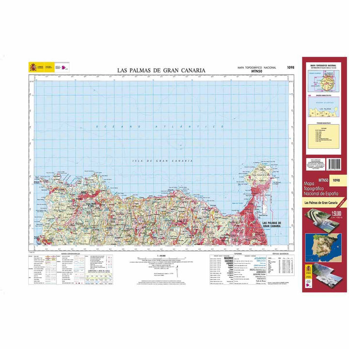 Carte topographique de l'Espagne - Las Palmas de Gran Canaria (Gran Canaria), n° 1098 | CNIG - 1/50 000 carte pliée CNIG 