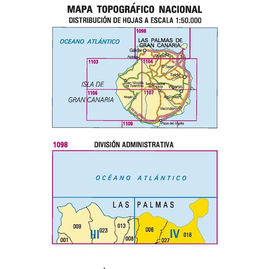 Carte topographique de l'Espagne - Las Palmas de Gran Canaria (Gran Canaria), n° 1098.4 | CNIG - 1/25 000 carte pliée CNIG 