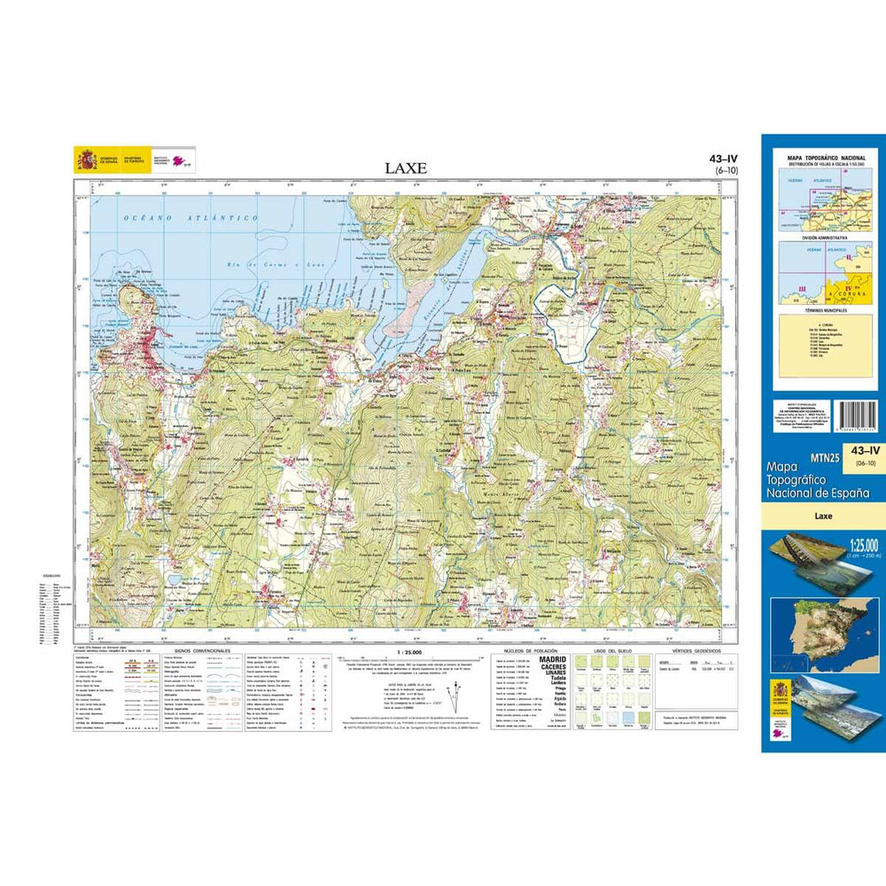 Carte topographique de l'Espagne - Laxe, n° 0043.4 | CNIG - 1/25 000 carte pliée CNIG 