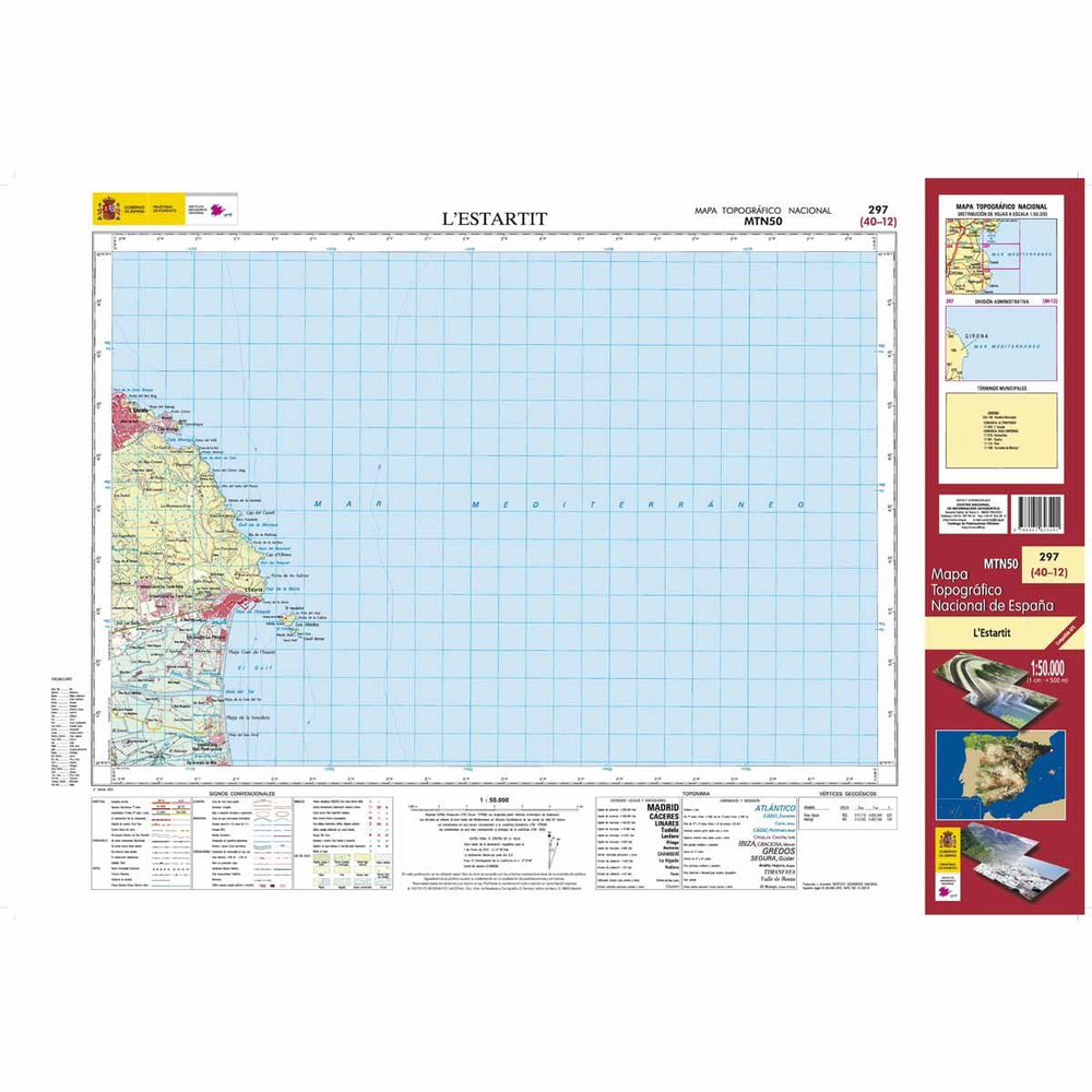Carte topographique de l'Espagne - L´Estartit, n° 0297 | CNIG - 1/50 000 carte pliée CNIG 