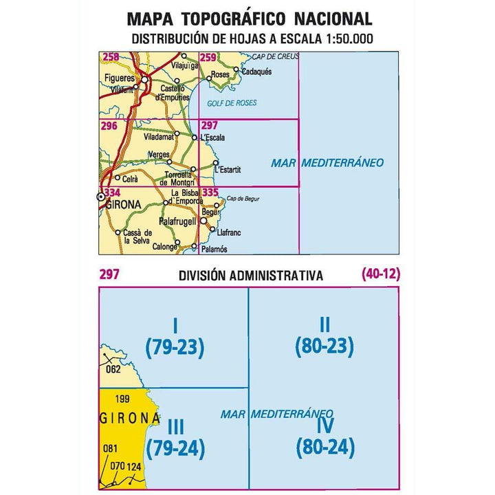 Carte topographique de l'Espagne - L'Estartit, n° 0297.3 | CNIG - 1/25 000 carte pliée CNIG 