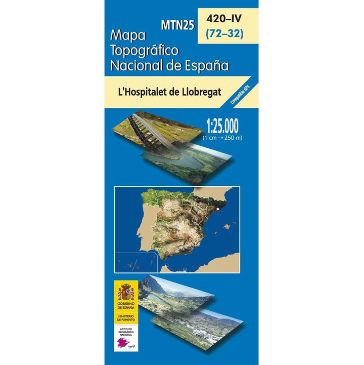 Carte topographique de l'Espagne - L'Hospitalet de Llobregat, n° 0420.4 | CNIG - 1/25 000 carte pliée CNIG 