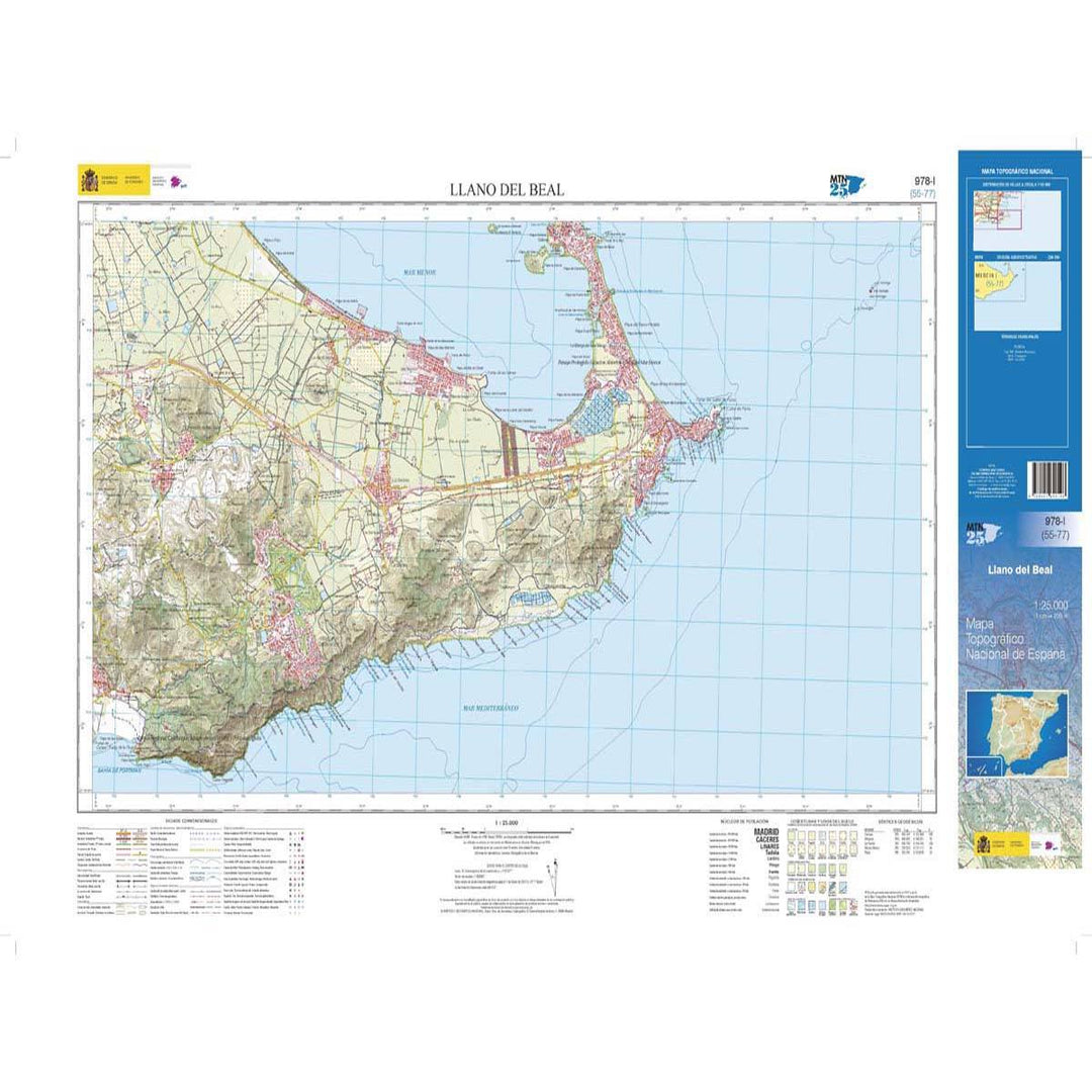 Carte topographique de l'Espagne - Llano Del Beal, n° 0978.1 | CNIG - 1/25 000 carte pliée CNIG 