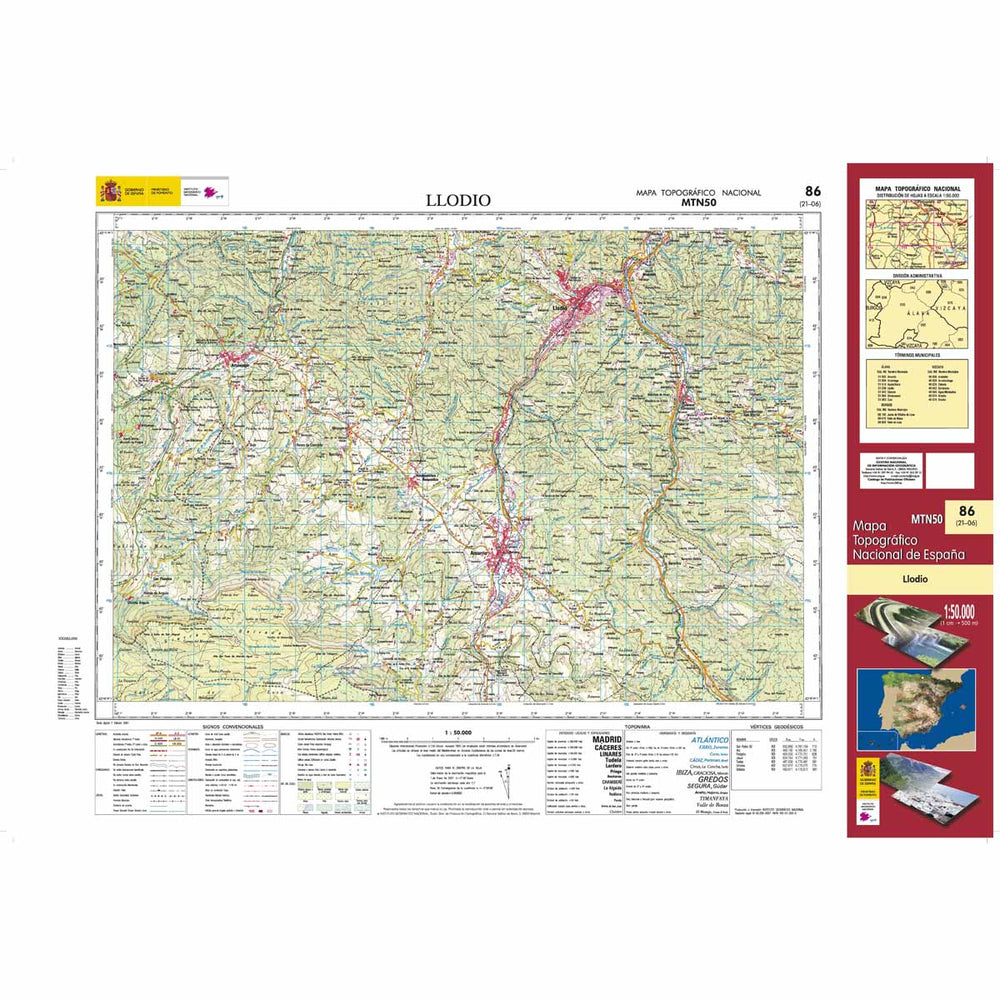 Carte topographique de l'Espagne - Llodio, n° 0086, n° 0086 | CNIG - 1/50 000 carte pliée CNIG 