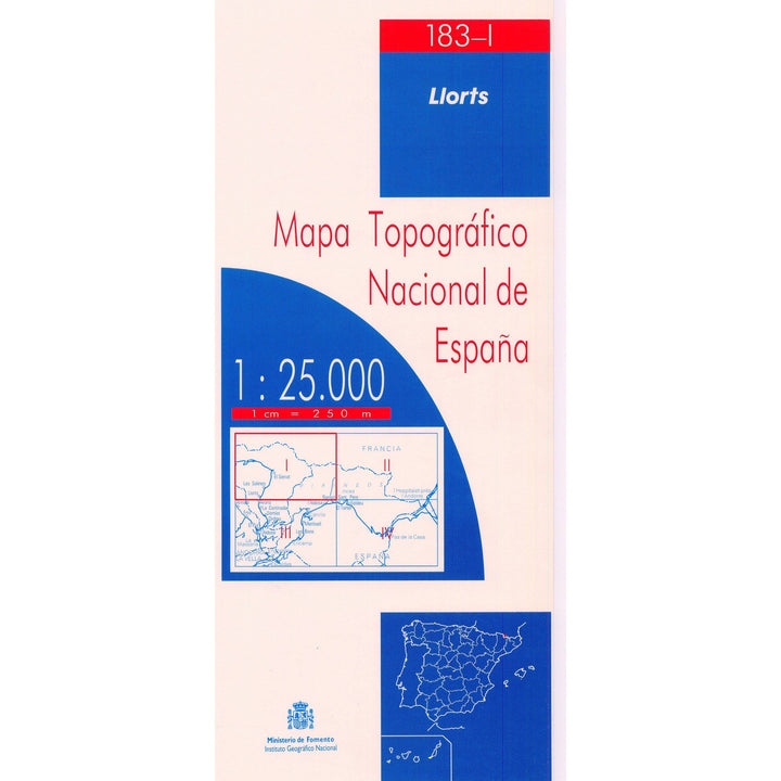 Carte topographique de l'Espagne - Llorts, n° 0183.1 | CNIG - 1/25 000 carte pliée CNIG 