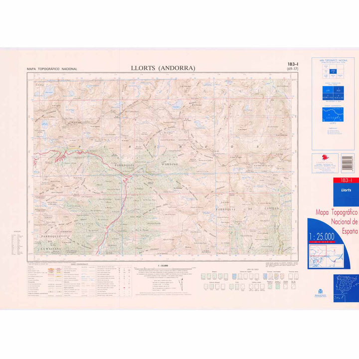 Carte topographique de l'Espagne - Llorts, n° 0183.1 | CNIG - 1/25 000 carte pliée CNIG 