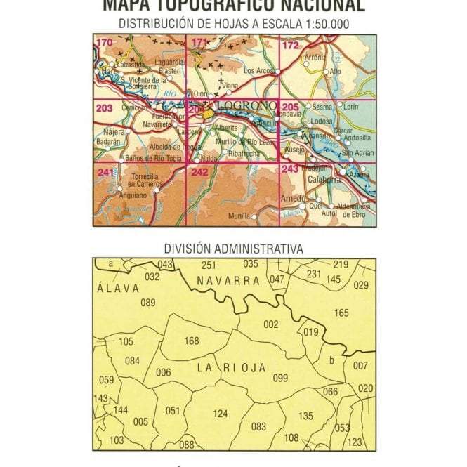 Carte topographique de l'Espagne - Logroño, n° 0204 | CNIG - 1/50 000 carte pliée CNIG 