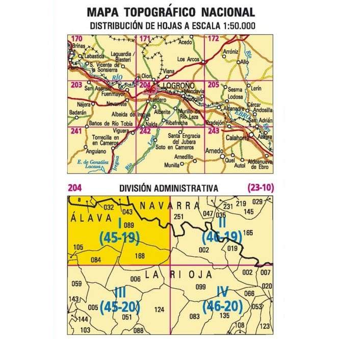 Carte topographique de l'Espagne - Logroño, n° 0204.1 | CNIG - 1/25 000 carte pliée CNIG 