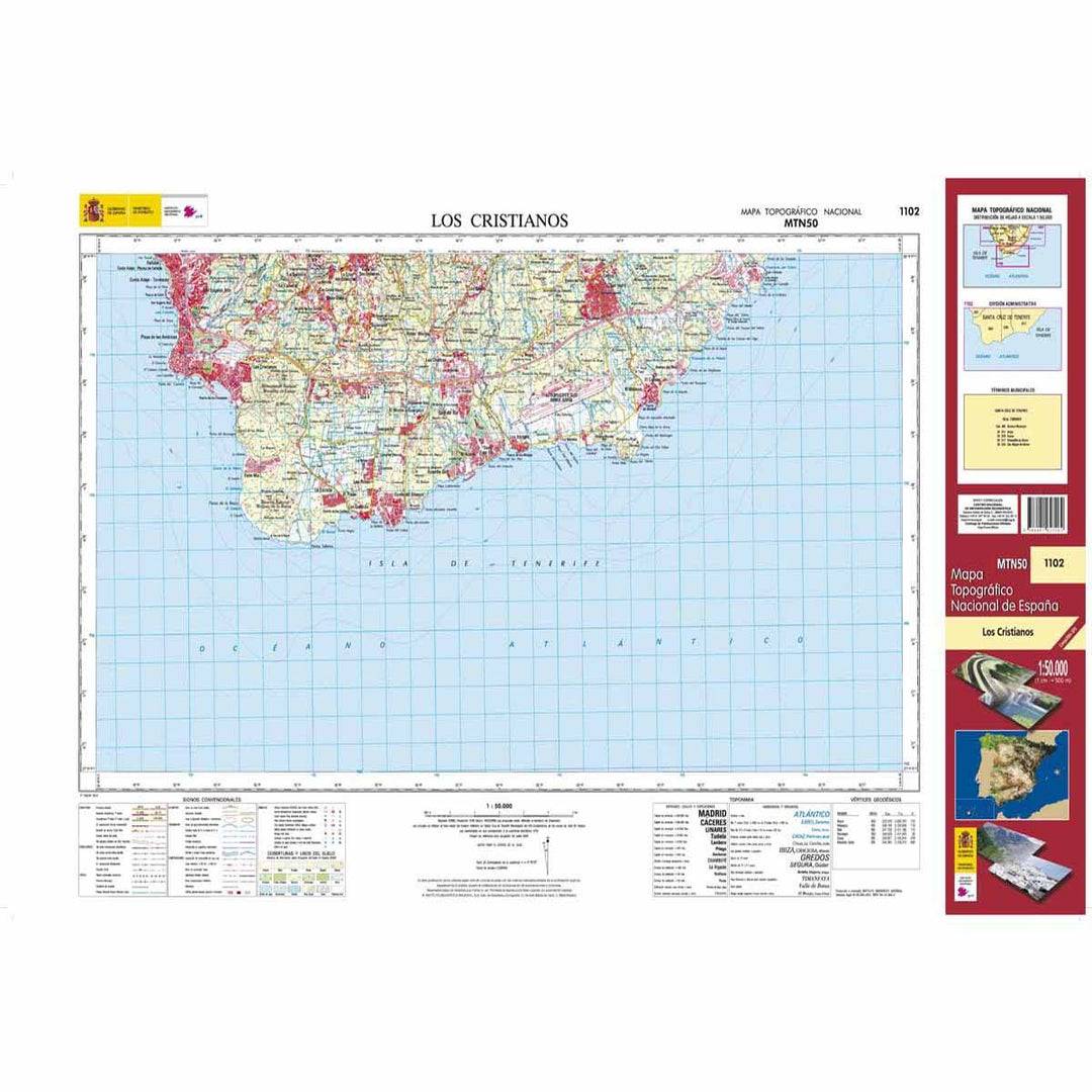 Carte topographique de l'Espagne - Los Cristianos (Tenerife), n° 1102 | CNIG - 1/50 000 carte pliée CNIG 