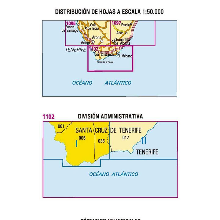 Carte topographique de l'Espagne - Los Cristianos (Tenerife), n° 1102.1 | CNIG - 1/25 000 carte pliée CNIG 