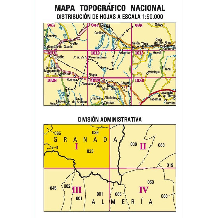 Carte topographique de l'Espagne - Los Frailes, n° 1012.1 | CNIG - 1/25 000 carte pliée CNIG 