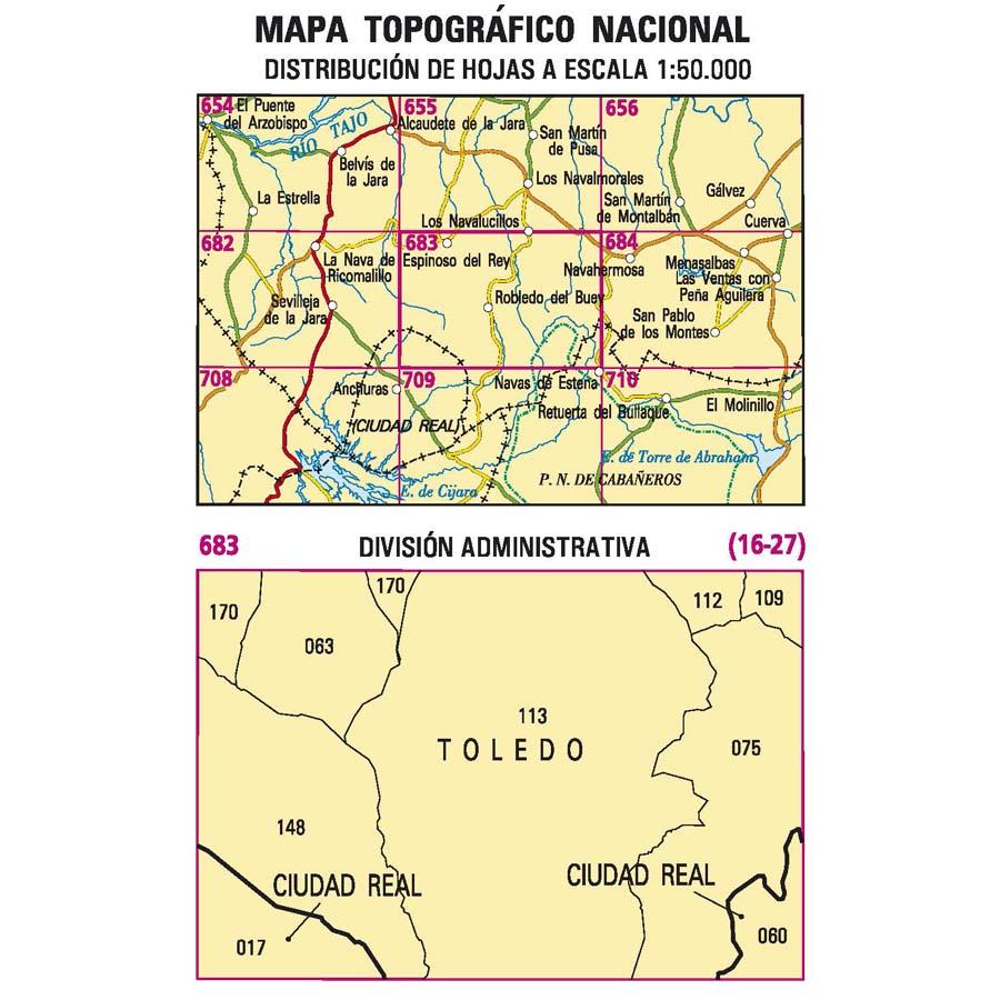 Carte topographique de l'Espagne - Los Navalucillos, n° 0683 | CNIG - 1/50 000 carte pliée CNIG 