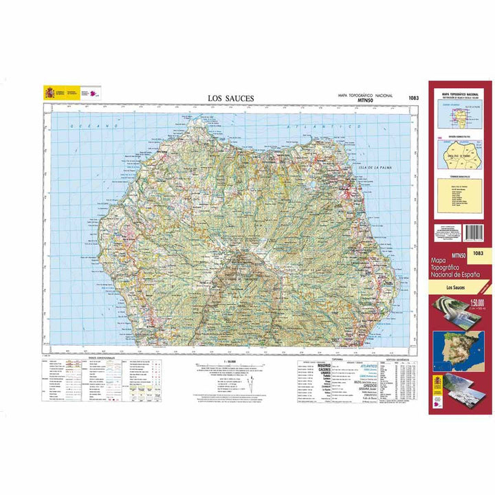 Carte topographique de l'Espagne - Los Sauces (La Palma), n° 1083 | CNIG - 1/50 000 carte pliée CNIG 