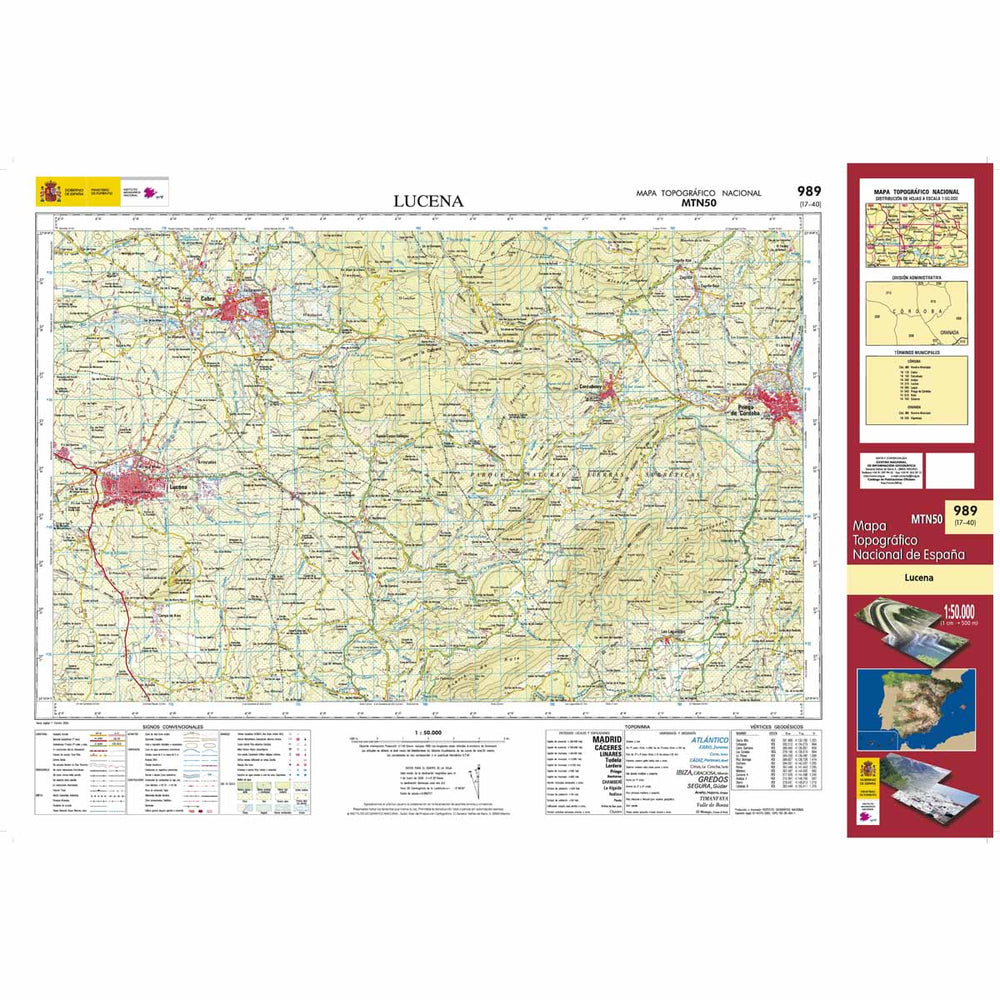 Carte topographique de l'Espagne - Lucena, n° 0989, n° 0989 | CNIG - 1/50 000 carte pliée CNIG 