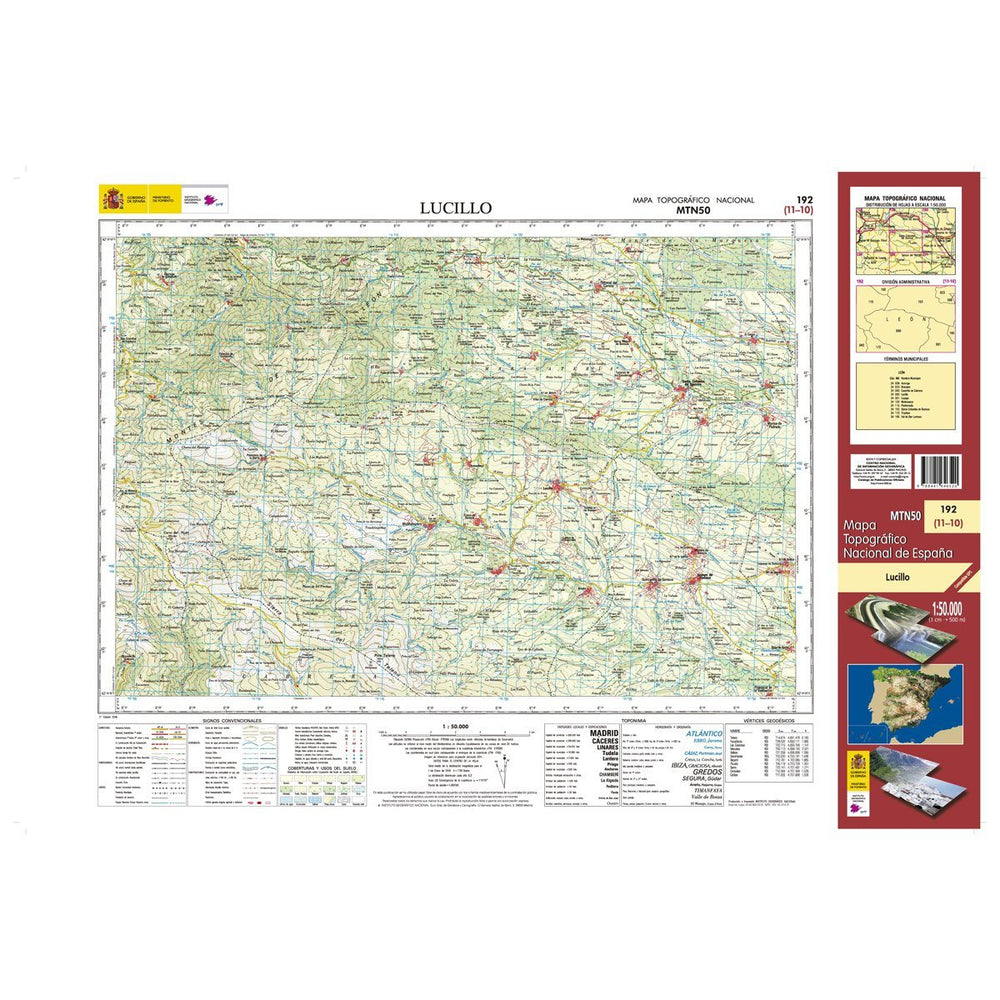 Carte topographique de l'Espagne - Lucillo, n° 0192 | CNIG - 1/50 000 carte pliée CNIG 