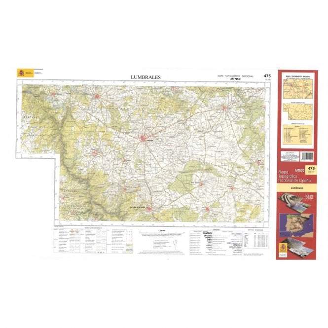 Carte topographique de l'Espagne - Lumbrales, n° 0475 | CNIG - 1/50 000 carte pliée CNIG 